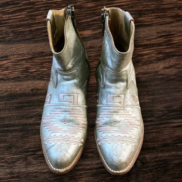Matisse Remington Handmade Leather Distressed Women's Metallic Boots in 7.5M - Picture 2 of 10
